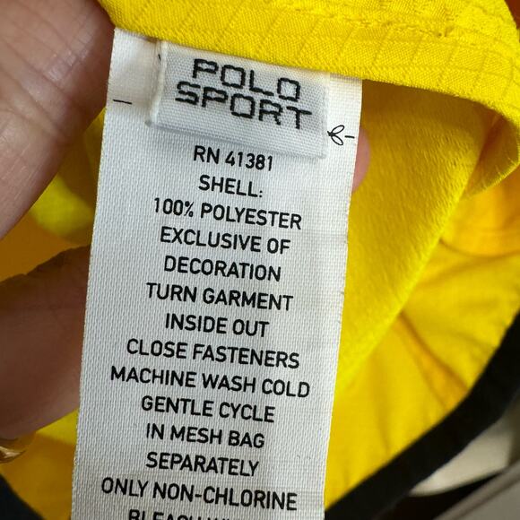 Ralph Lauren Polo Sport Yellow Ripstop Hooded Zipper Windbreaker Jacket Men's M - Picture 13 of 14